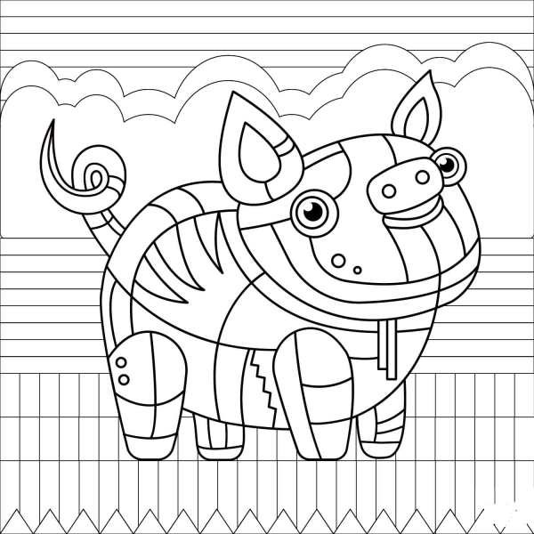 Pig coloring page image