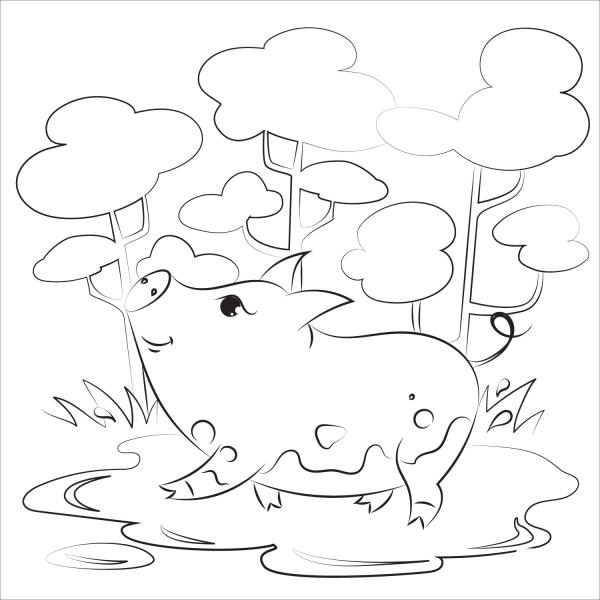 Pig coloring page image