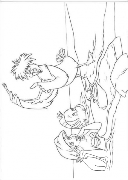 Ariel and Flounder coloring page image