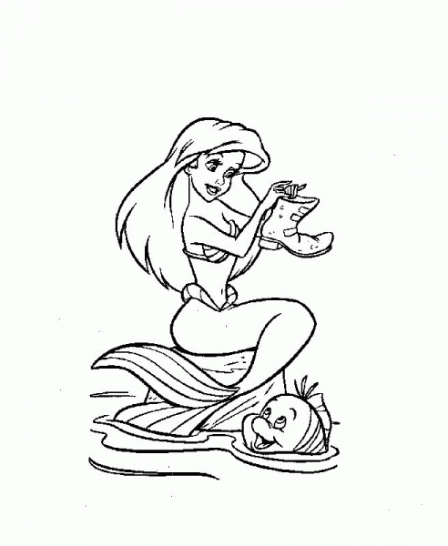 Ariel And Flounder  coloring page image
