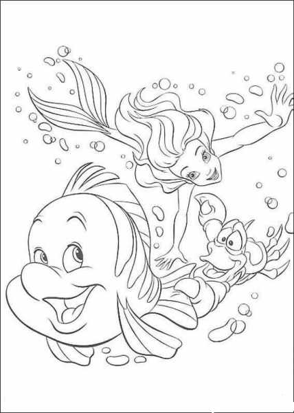 Ariel and her friends coloring page image
