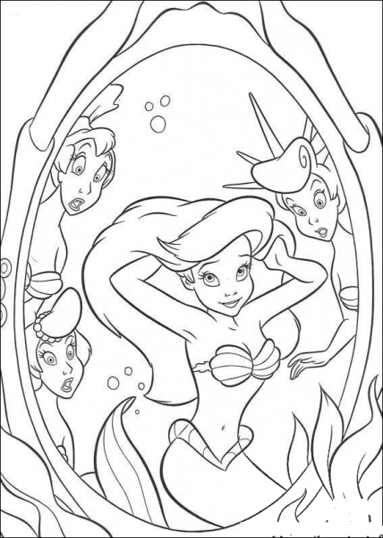 Ariel In a Mirror  coloring page image
