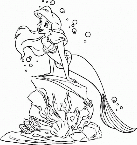 Ariel In The Sea  coloring page image