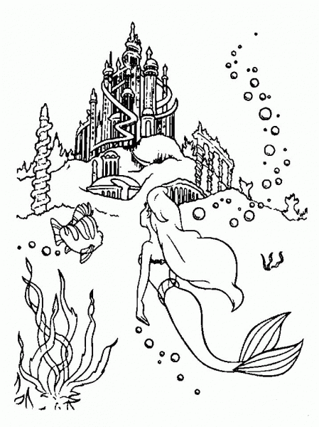 Ariel is Going to the Castle  coloring page image