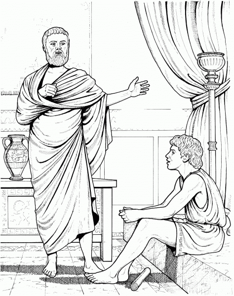 Aristotle Teaching  coloring page image