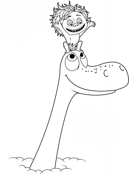 Arlo and Spot Rising Above the Clouds coloring page image