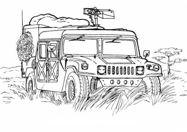 Army Hummer  coloring page image