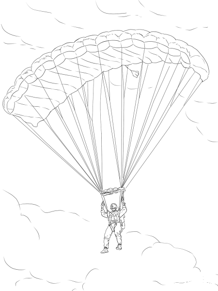 Army Parachute coloring page image