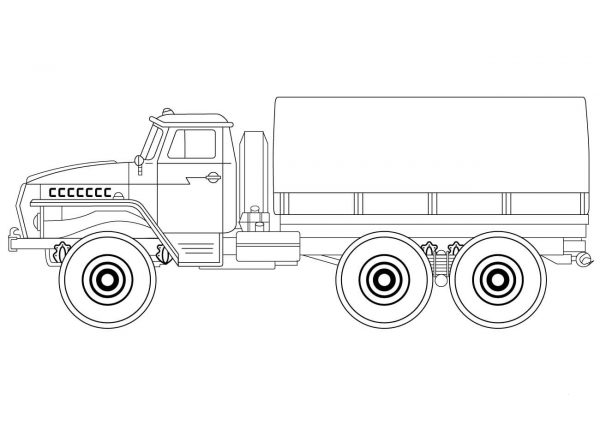 Army Truck coloring page image