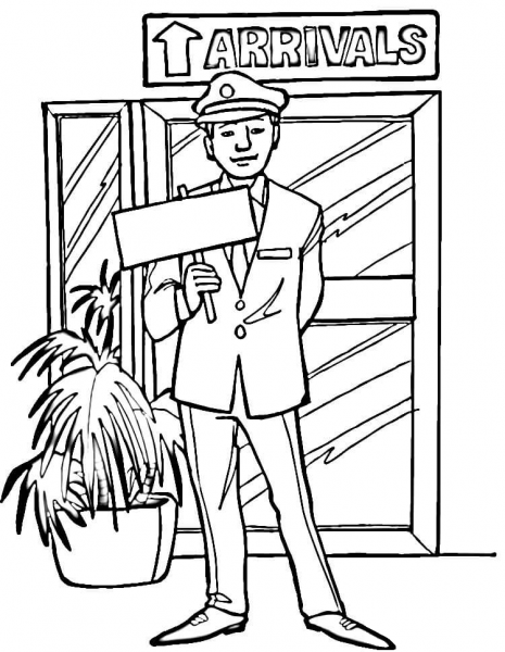 Arrivals in Airport  coloring page image