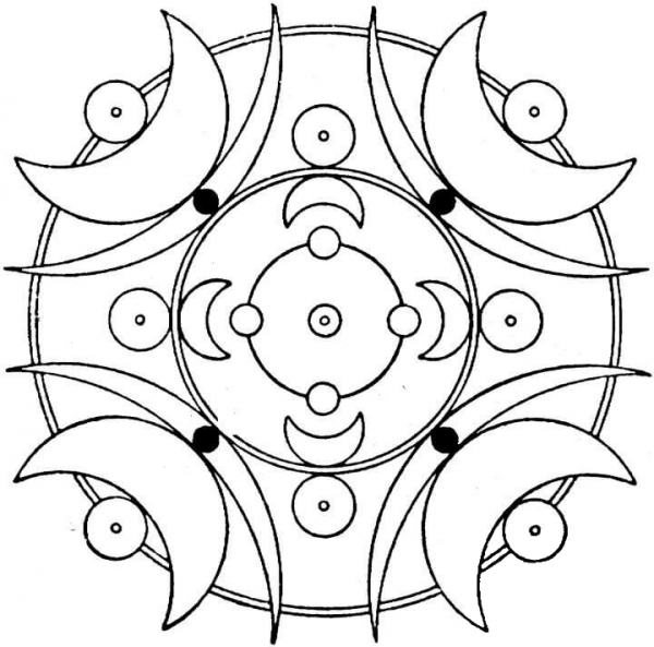 Art Deco With Moons  coloring page image