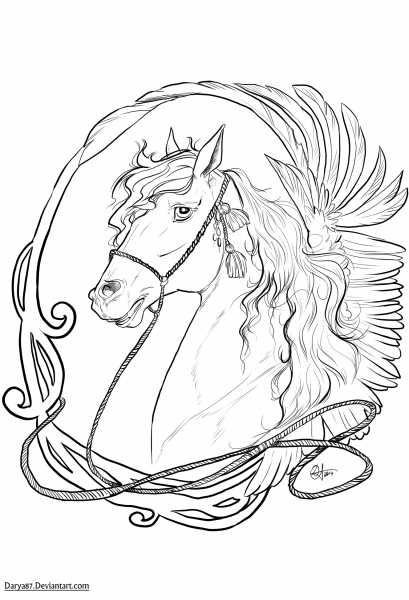 Art Nouveau Horse coloring page image