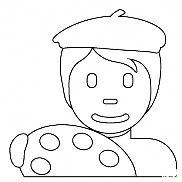 Artist Emoji coloring page image
