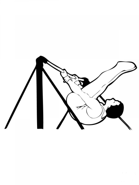 Artistic Gymnastics High Bar coloring page image