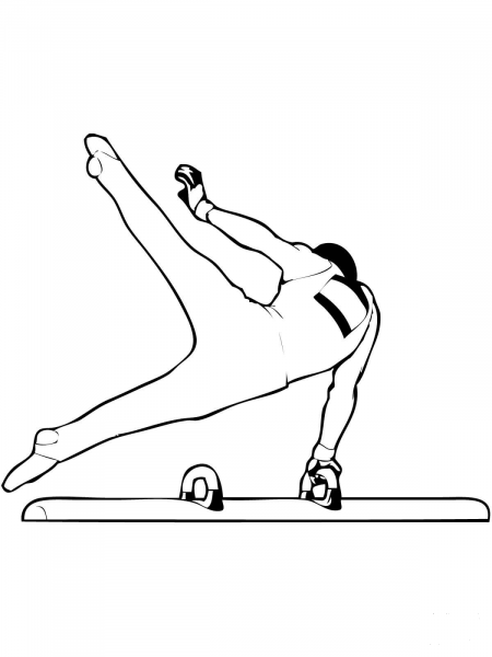 Artistic Gymnastics Pommel Horse coloring page image