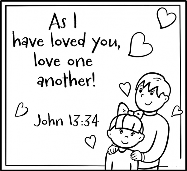 As I Have Loved You, Love One Another – Encouraging Christian Note coloring page image