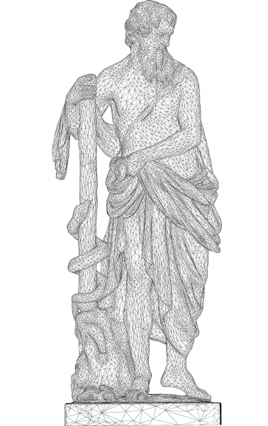 Asclepius 3D Wireframe coloring page image