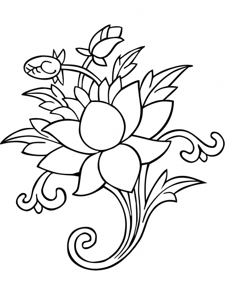 Ashtamangala Lotus coloring page image