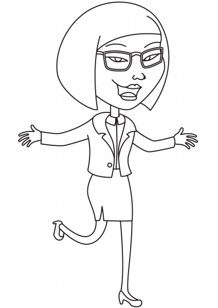 Asian Office Lady coloring page image