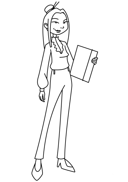 Asian Student coloring page image