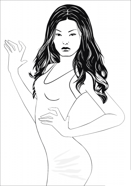 Asian Woman coloring page image