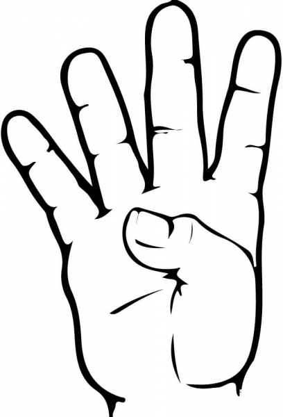 ASL Number 4 coloring page image