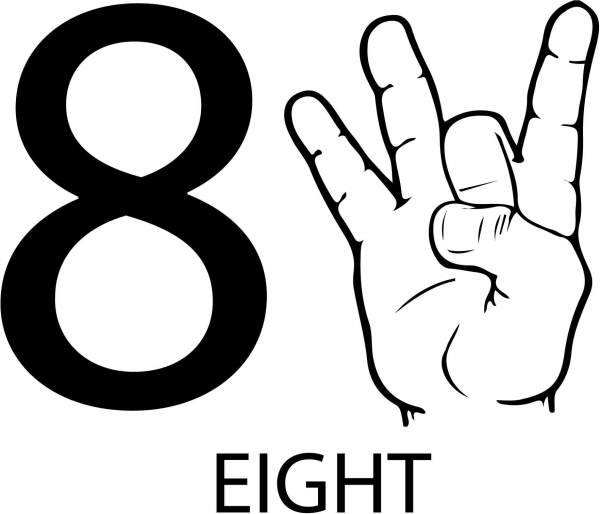 ASL Number Eight coloring page image
