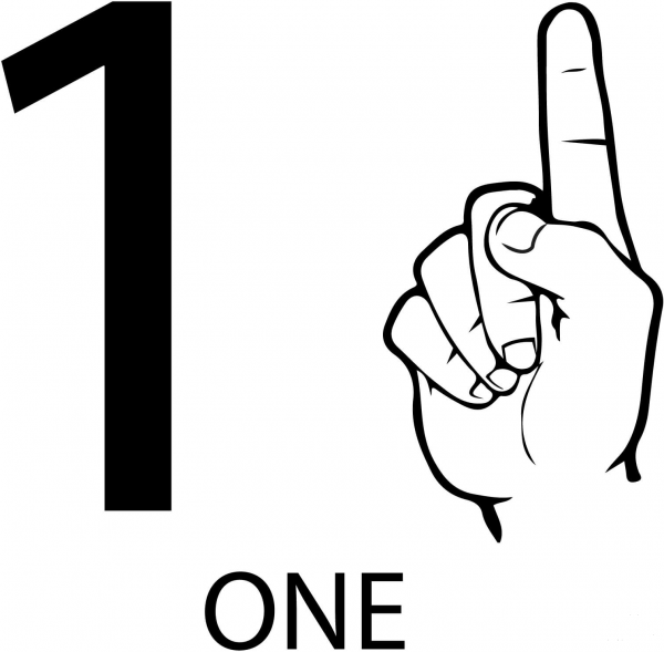 ASL Number One coloring page image