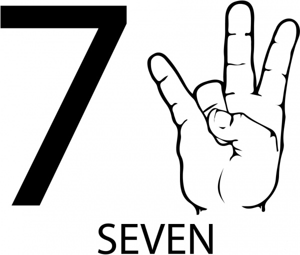 ASL Number Seven coloring page image