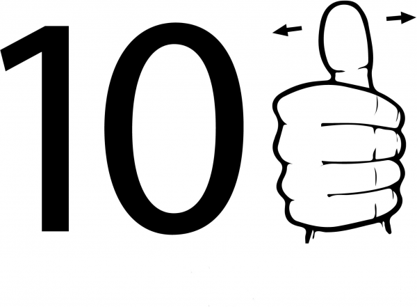 ASL Number Ten coloring page image