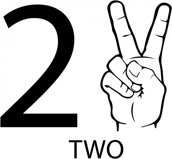 ASL Number Two coloring page image