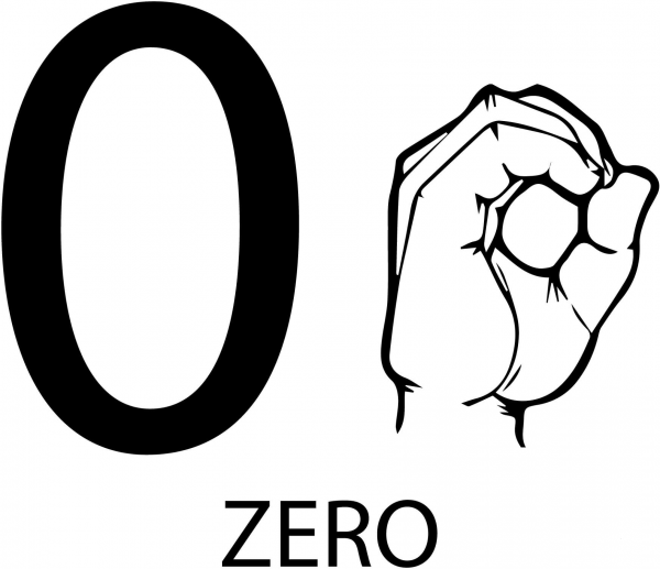 ASL Number Zero coloring page image