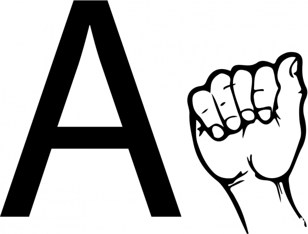 ASL Sign Language Letter A coloring page image