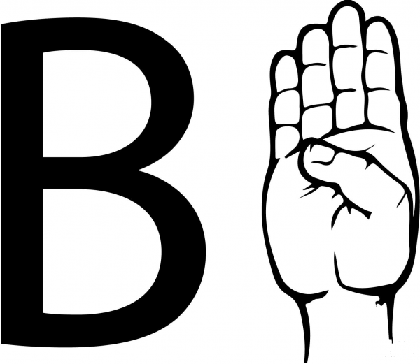 ASL Sign Language Letter B coloring page image