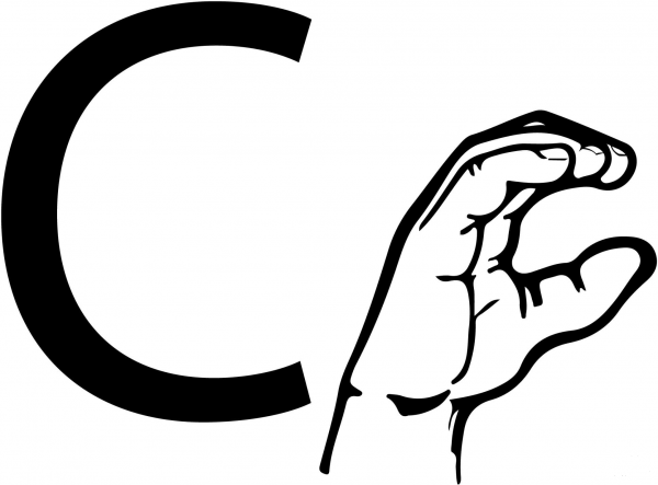 ASL Sign Language Letter C coloring page image