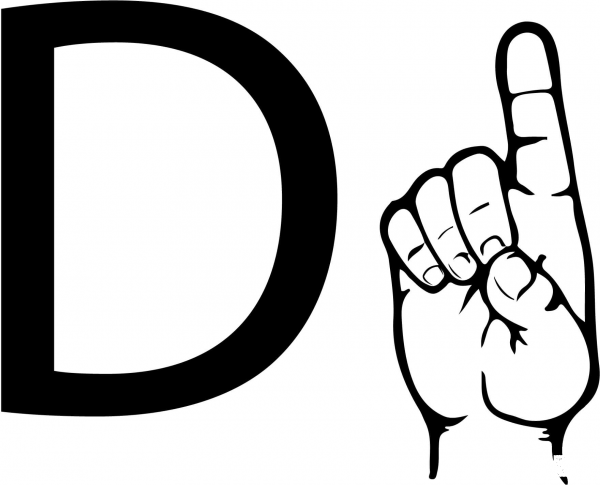 Asl Sign Language Letter D coloring page image