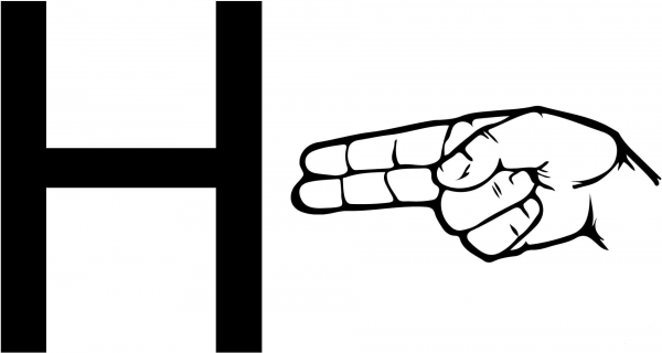 ASL Sign Language Letter H coloring page image