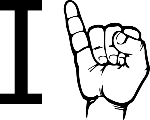 ASL Sign Language Letter I coloring page image