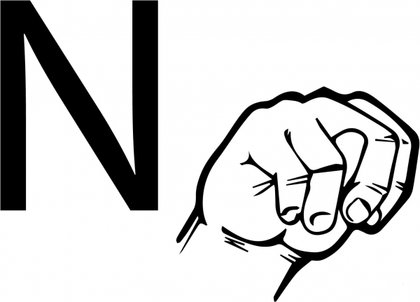 ASL Sign Language Letter N coloring page image