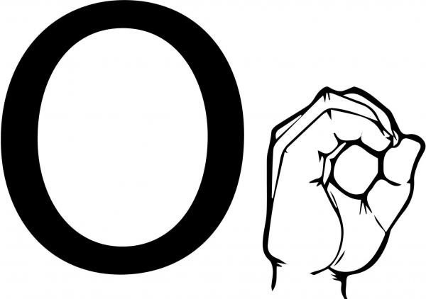 ASL Sign Language Letter O coloring page image