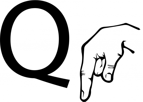 ASL Sign Language Letter Q coloring page image