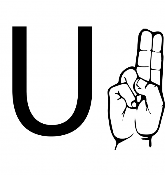 ASL Sign Language Letter U coloring page image