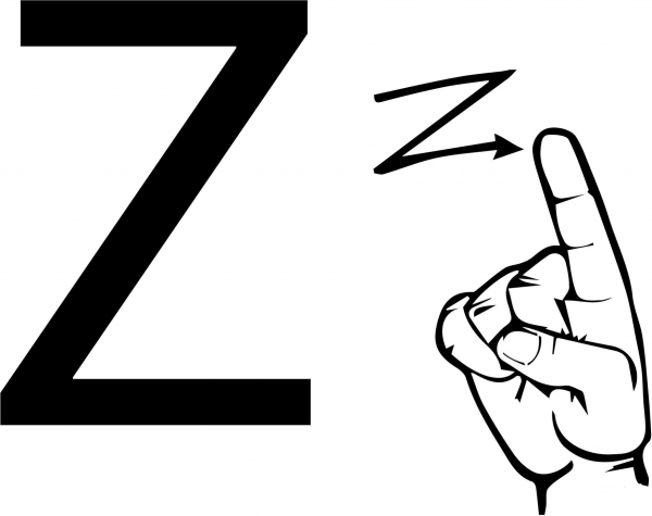 ASL Sign Language Letter Z coloring page image