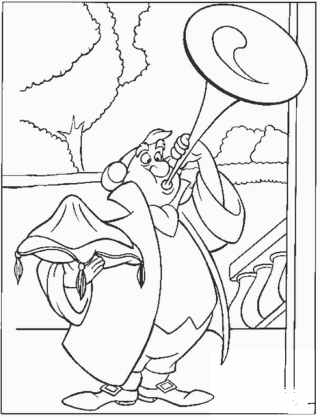 Assistant Of The Prince Play The Trumpet  coloring page image