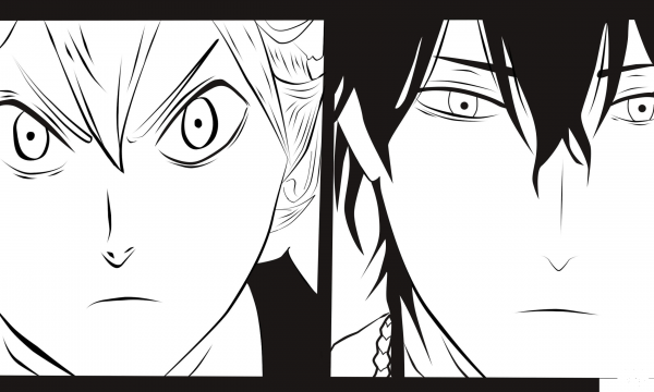 Asta and Yuno from Black Clover coloring page image