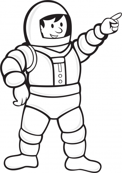 Astronaut in a space suit coloring page image