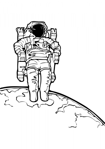 Astronaut in The Outer Space coloring page image