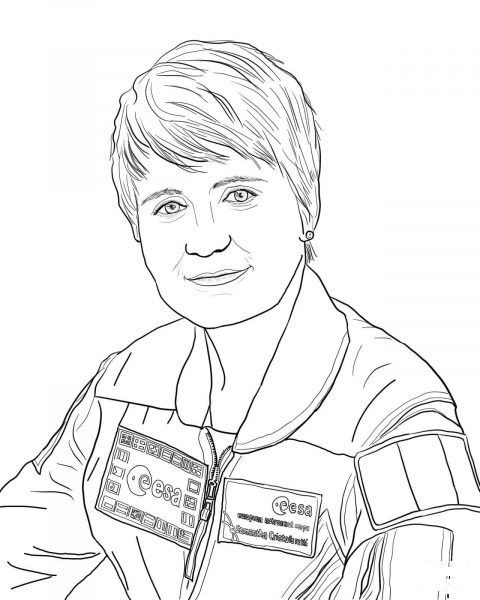 Astronaut Samantha Cristoforetti coloring page image
