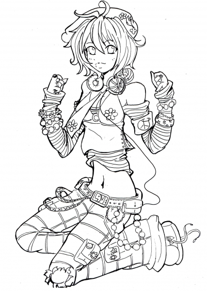 Asuka Flower Power coloring page image