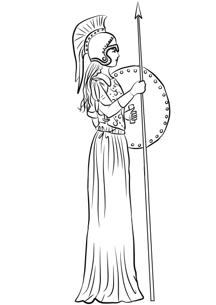 Athena or Minerva coloring page image